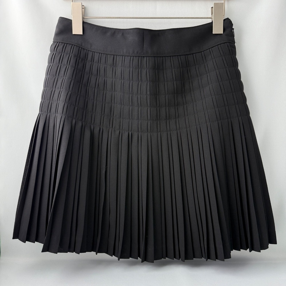 J.Crew Black Pleated Mini Skirt Size 2 Accordion Pleat Preppy Minimal Classic